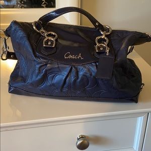 Navy blue iridescent Coach purse